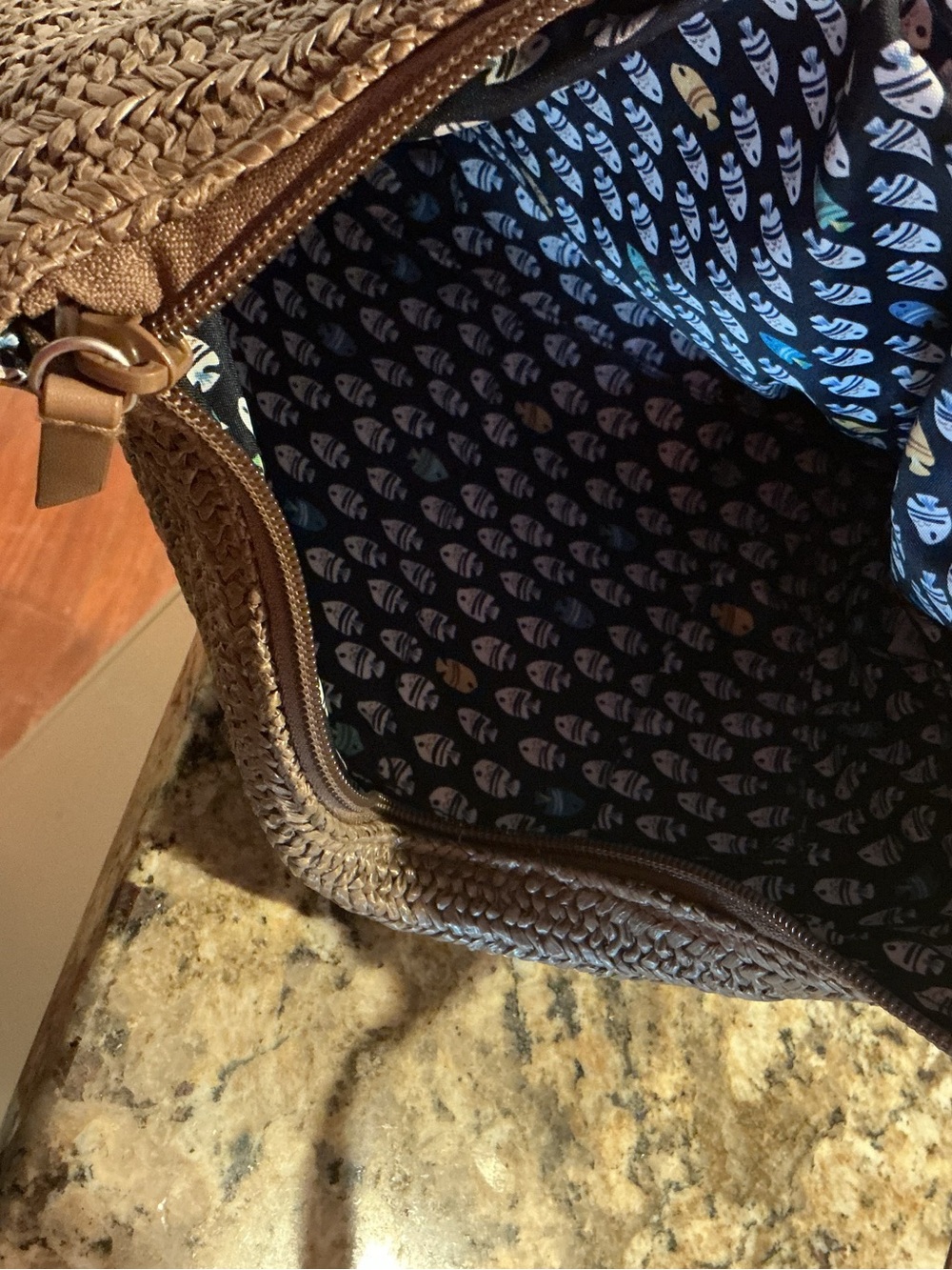 Vera Bradley Woven Straw Crossbody Bag with Embroidered Fish Accent - Brown - Picture 6 of 8
